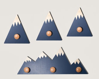 Wall Hooks Set For Kids Mountain Peaks Wall Hook Nursery Decor Mountain Nursery Decor Adventure decor Match together Scandinavian design