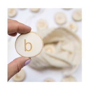 Wooden Montessori CE certified alphabet discs with lowercase letters for toddlers and preschoolers, Educational wooden alphabet blocks
