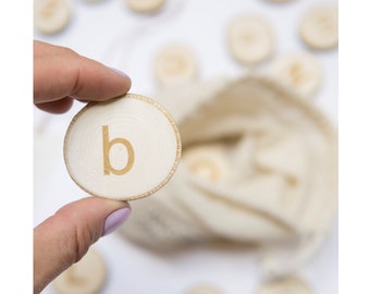 Holzalphabetscheiben: Montessori Kleinbuchstaben, Kleinkind Lernen
