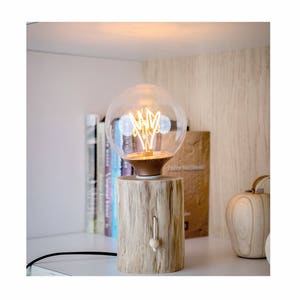 Unbarked Wooden lamp, Edison lamp, Vintage wooden lamp, Boho  wood lamp, Table lamp, Night lamp, Handmade lamp, Retro lamp, Home decor