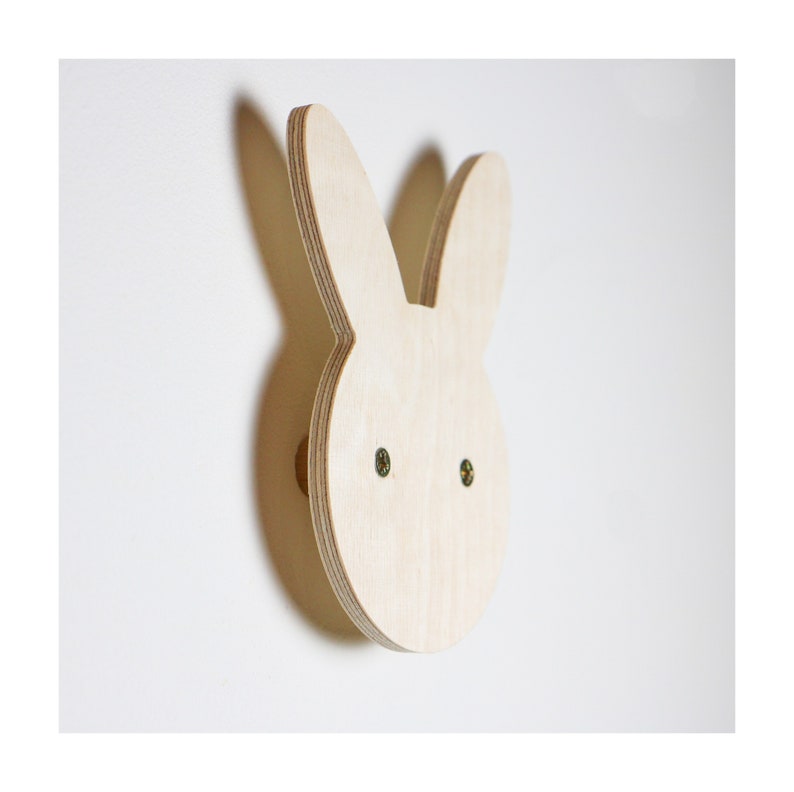 Plywood bunny hook Wall hook Wooden toddler room decor Kids image 1