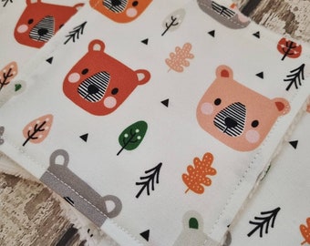 Woodland Bear Reusable Wipes | Eco-friendly | Washable Cotton Bamboo | Baby/Face/Hands/Bath/Travel/Handy Wipes | New Baby Shower Gift