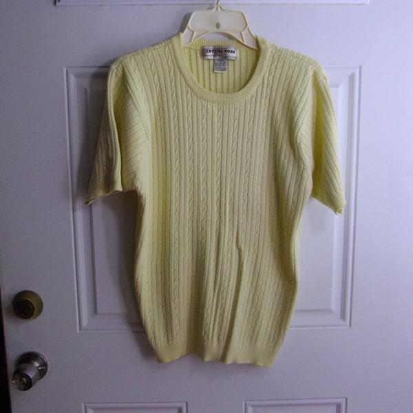 Yellow Short Sleeve Sweater by Crystal Kobe, Size Petite Small