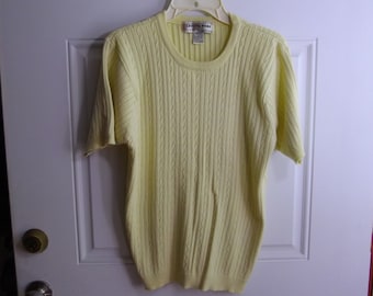 Yellow Short Sleeve Sweater by Crystal Kobe, Size Petite Small