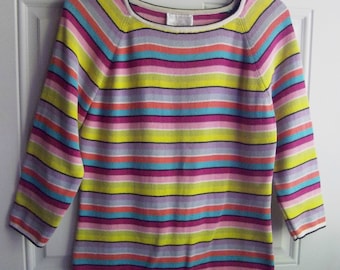 Multi Colr Striped Knit Top, Size Medium, Designer Originals