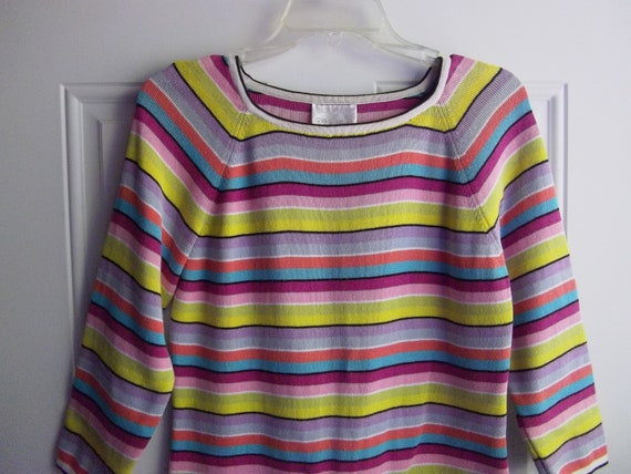 Multi Colr Striped Knit Top, Size Medium, Designe… - image 2