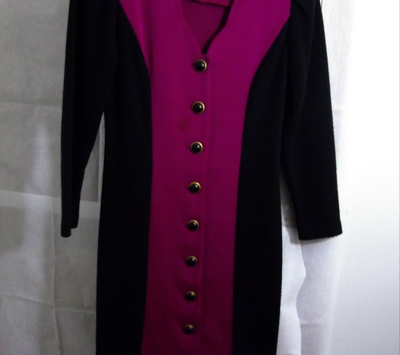 Pink And Black Knit Dress by Maggie Lawrence, Jrs… - image 1