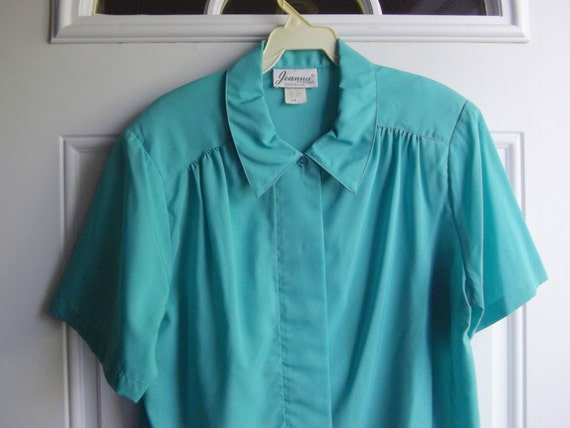 Short Sleeve Blouse by Joanna, Sz. 14, Aquamarine - image 1