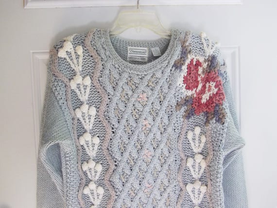 Light Blue Hand-knitted Sweater by Shenanigan's, … - image 2