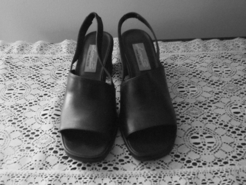 Vintage 90/'s Luca B by Calico Size 7M Black Leather Slingback Sandals