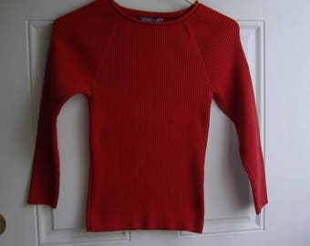 Salmon Knit Pullover Top by Carroll Reid, Size Medium, Vintage 90's