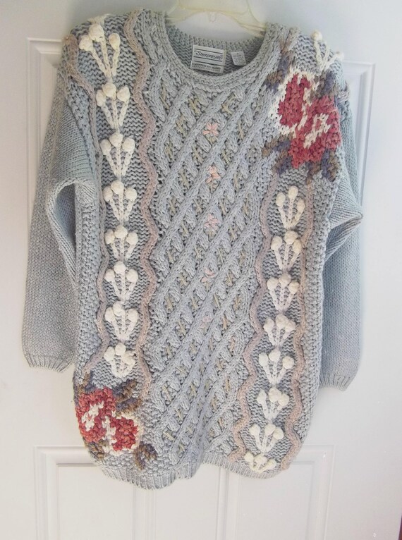 Light Blue Hand-knitted Sweater by Shenanigan's, … - image 1