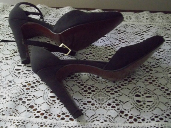 Black Fabric 'Dance' Shoes with Ankle Straps, Siz… - image 3