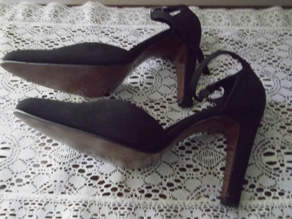 Black Fabric 'Dance' Shoes with Ankle Straps, Siz… - image 4