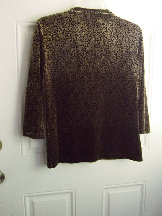 Velvety Black & Gold Pull-on Top, Size Small, No … - image 3