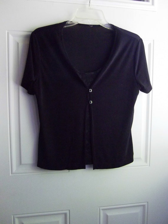 Black Short Sleeve Top, Size Small, Carducci