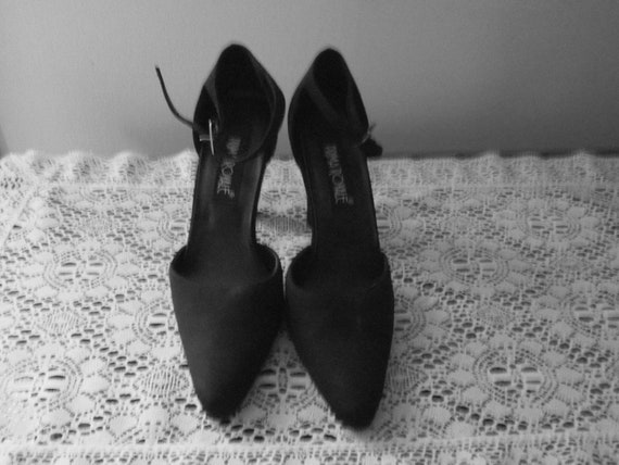 Black Fabric 'Dance' Shoes with Ankle Straps, Siz… - image 1