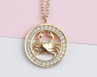 Zodiac ketting • Sterling zilveren aangepaste Zodiac ketting • Verjaardagscadeau • Gepersonaliseerde astrologie Zodiac ketting • Gouden Zodiac sieraden