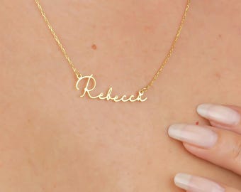 Collar con nombre personalizado: Plata esterlina, joyería con placa de oro