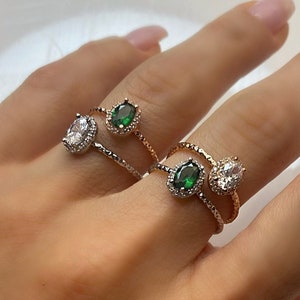 Oval Birthstone Ring • Silver Birthstone Ring • Colored Gemstone Ring • Personalized Birthstone Ring • Dainty Birthstone • Stackable Ring