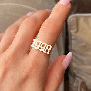 Number Ring • Custom Date Ring • Gothic Ring • Silver Birthyear Ring  • Personalized Ring • Gothic Ring • Year Ring • Statement Ring