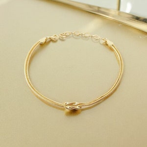 Sterling Silver Knot Bracelet: Gold Snake Chain Friendship Jewelry