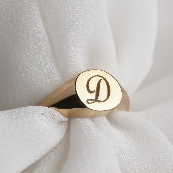 Personalized Initial Ring • Gold Custom Ring • Sterling Silver Letter Ring • Signet Initial Ring • Dainty Initial Jewelry •Personalized Gift