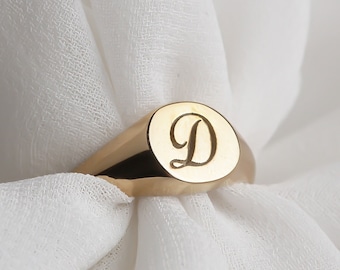 Personalized Initial Ring • Gold Custom Ring • Sterling Silver Letter Ring • Signet Initial Ring • Dainty Initial Jewelry •Personalized Gift