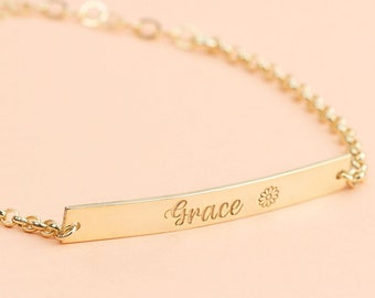 18K Gold Baby Bracelet: Custom Name, Baptism Gift