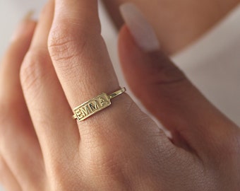 Silver Personalized Ring • Dainty Silver Ring • Sterling Silver Ring • Custom Stackable Ring • Gold Name Ring • Customized Name Ring