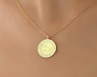 Zilveren dierenriemketting • Zilveren astrologie sterrenbeelden cirkelketting • Aangepaste dierenriemketting • Gepersonaliseerde horoscoopketting