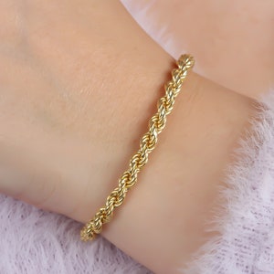Rope Chain Bracelet • Sterling Silver Twist Over Chain Bracelet • Rose Gold Rope Chain • Twisted Rope Chain Bracelet • Gold Thick Bracelet