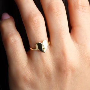 Heart Ring • Initial Ring • Dainty Heart Ring • Heart Initial Ring • Personalized Ring • Custom Initial Ring • Dainty Ring • Custom Heart