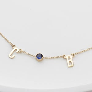 Sterling Silver Custom Initial Necklace with Birthstone