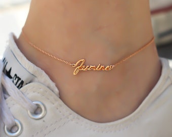 Sterling Silver Name Anklet • Gold Initial Anklet • Rose Gold Personalized Anklet • Dainty Custom Name Anklet • Initial Anklet •Gift For Her