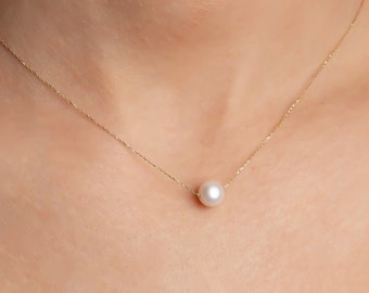 Perlenkette • 14k Gold Perlenkette • Goldperlenkette • Zierliche Perlenkette • Süßwasserperlenkette • Zierliche Goldkette