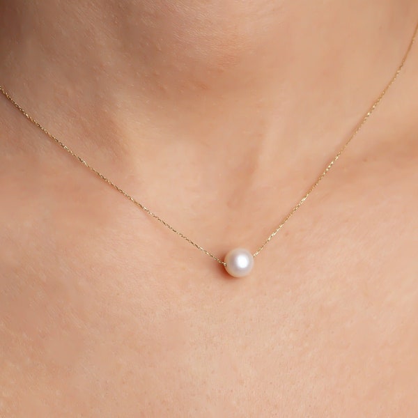 Collar de perlas • Collar de perlas de oro de 14 k • Collar de perlas de oro • Collar de perlas delicado • Collar de perlas de agua dulce • Collar de oro delicado