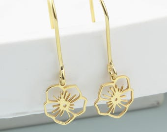 Gold Personalized Birth Flower Earrings: Dainty Floral Dangle Jewelry