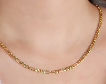 18K Gold Figaro Halskette: Zarte Panzerkette