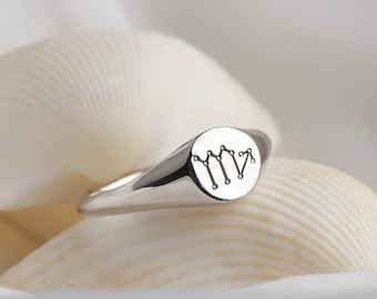 Sterling Silver Zodiac Signet Ring: Personalized Horoscope Jewelry, 18K Gold Option