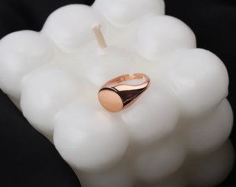 Gold Oval Pinky Ring • Sterling Silver Pinky Ring • Initial Signet Ring • Rose Gold Dainty Jewelry • Minimalist Pinky Ring • Letter Ring