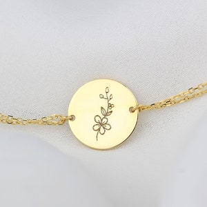Birth Flower Bracelet • Silver Bracelet • Custom Flower Bracelet • Custom Flower Girl Bracelet • Personalized Flower Bracelet • Birth flower