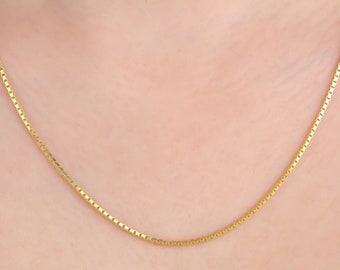 Sterling Silver Box Chain Necklace • Rose Gold Box Chain • Gold Everyday Layering Chain • Minimalist Thin Chain • Dainty Box Chain Necklace