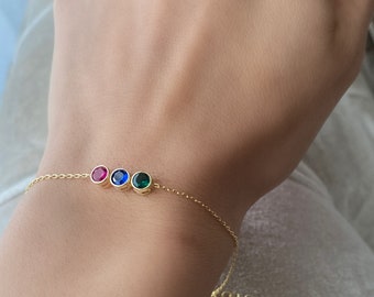 Birthstone Bracelet • Sterling Silver Birthstone Bracelet • Custom Family Bracelet • Mother and Childs Bracelet • Custom Birthstone Bracelet