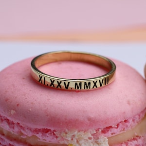 Anel personalizado de prata • Anel de prata delicado • Anel de prata esterlina • Anel de data personalizado • Anel personalizado de ouro • Anel de letra personalizado