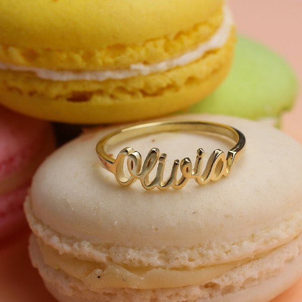 18K Gold Name Ring: Sterling Silber Name Ring