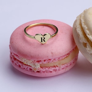 Silver Heart Ring • Personalized Initial Ring • Heart Ring • Dainty Heart Initial Ring • Custom Ring • Dainty Ring • Custom Heart