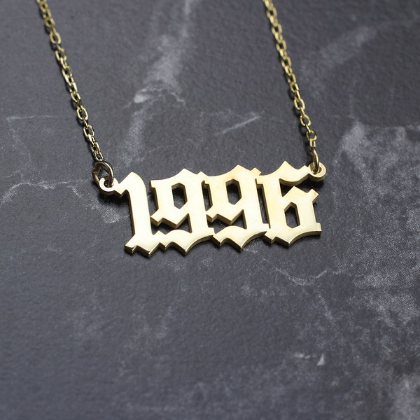 Benutzerdefinierte Zahlen Halskette • Gothic Zahlen Halskette • Benutzerdefinierte Datum Halskette • Benutzerdefinierte Geburt Jahr Halskette • Personalisierte Jahr Halskette • Gothic
