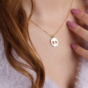 Sterling Silver Skull Necklace Halloween Necklace Dainty Skeleton Jewelry Gold Skull Necklace Gothic Necklace Cute Skull Necklace image 1