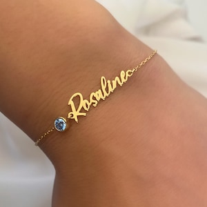 Birthstone Bracelet • Birthstone Name Bracelet • Custom Birthstone Bracelet • Custom Name Bracelet • Personalized Initial Bracelet